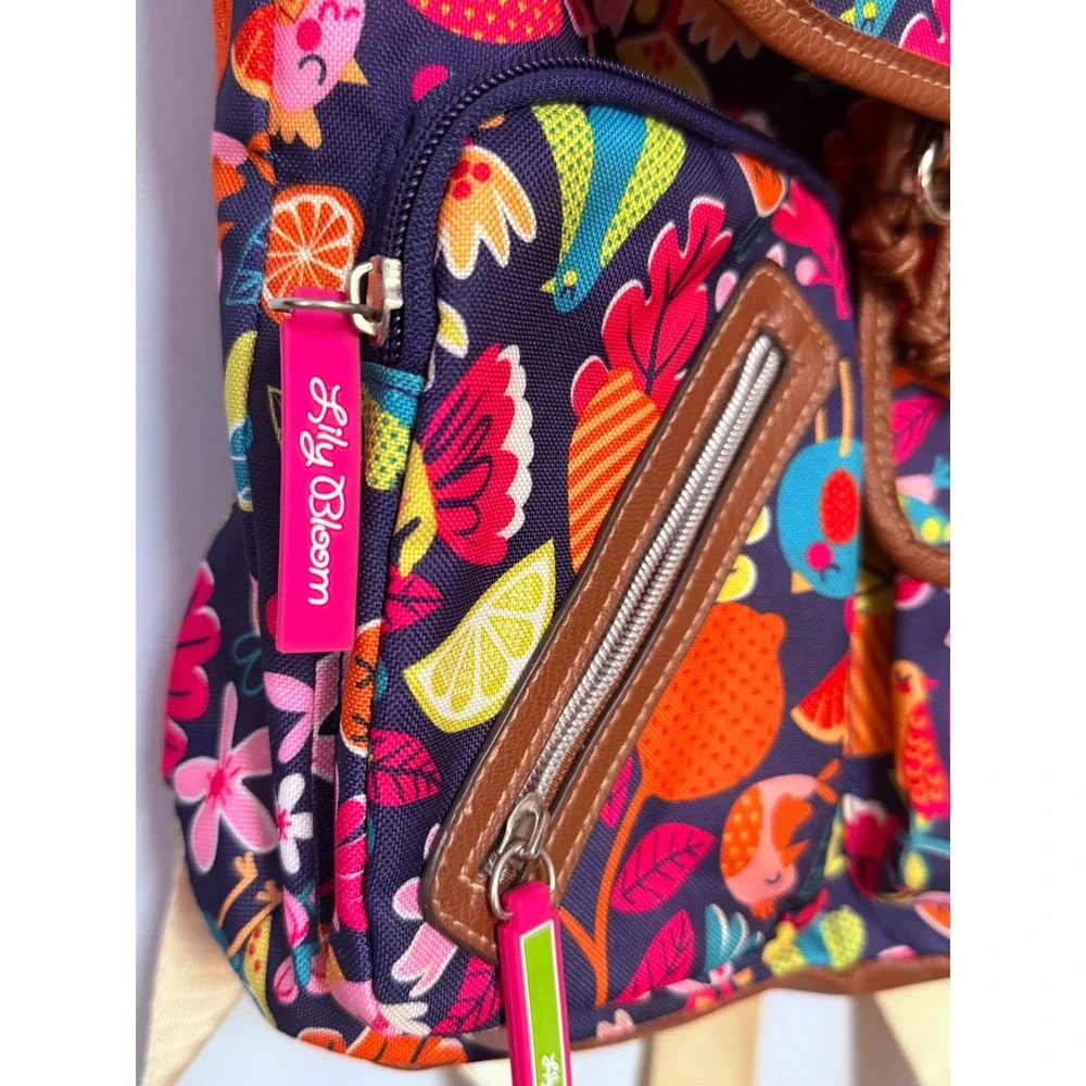 Lily Bloom Green Living Backpack Colorful Fun Fruit Floral Bird Print  Kids